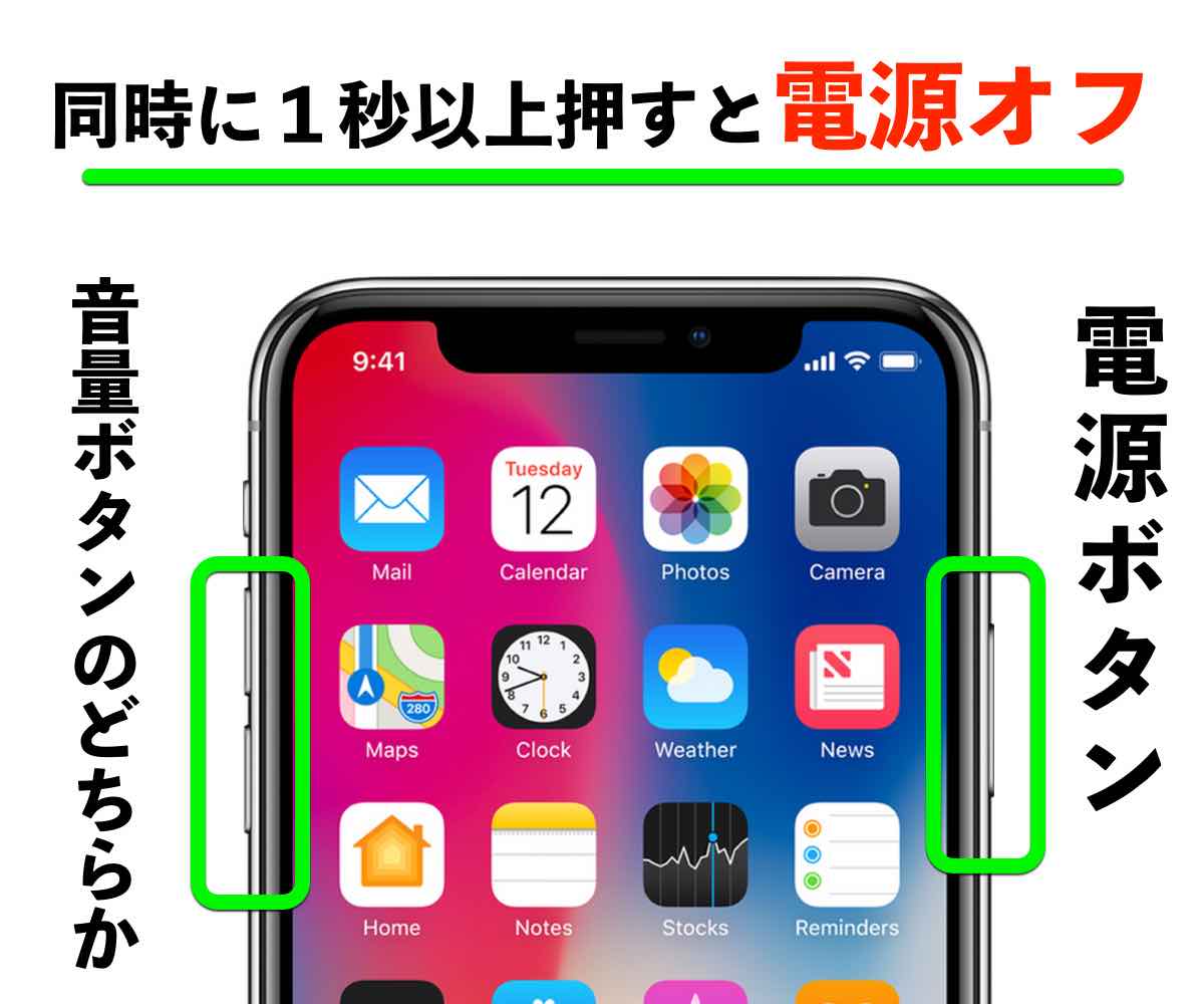 簡単解説 Iphone Xの電源の切り方 オン と電源の入れ方 オフ