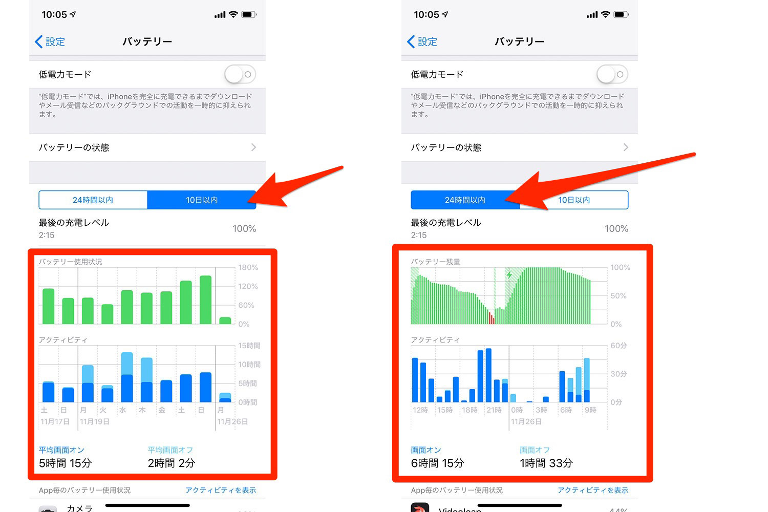 iPhone 設定 バッテリー 設定